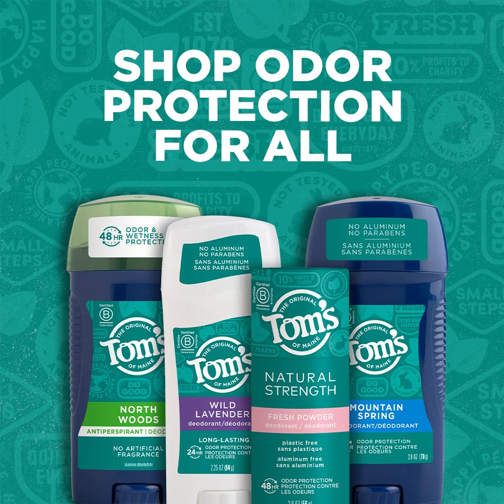 Eco-friendly packaging emphasizes Tom's Maine vegan, cruelty-free approach.