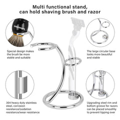 Tonhawness shaving stand neatly holds brush and razor for quick drying.