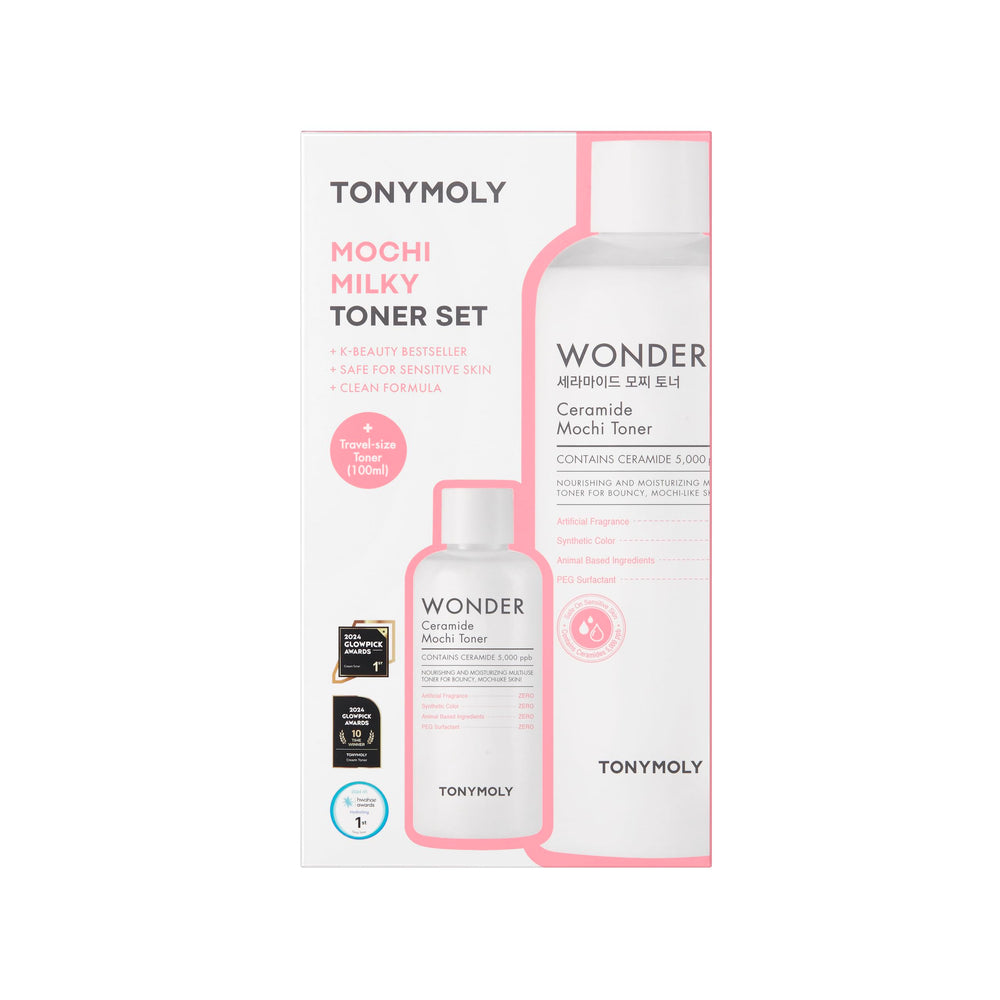 TONYMOLY Mochi Milky Toner Set travel size bottle ideal for on the go hydration.