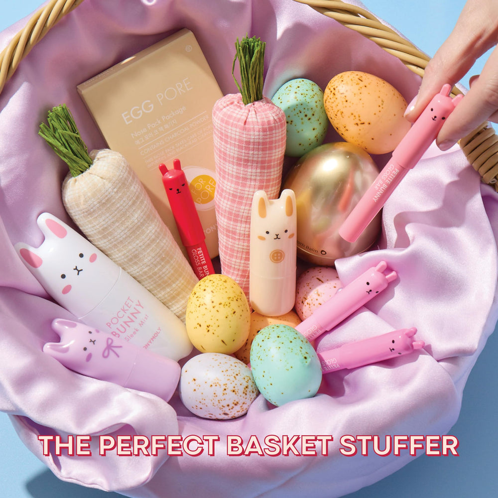 TONYMOLY Petit Bunny Lip Gloss packaging showcases collectible bunny expressions.