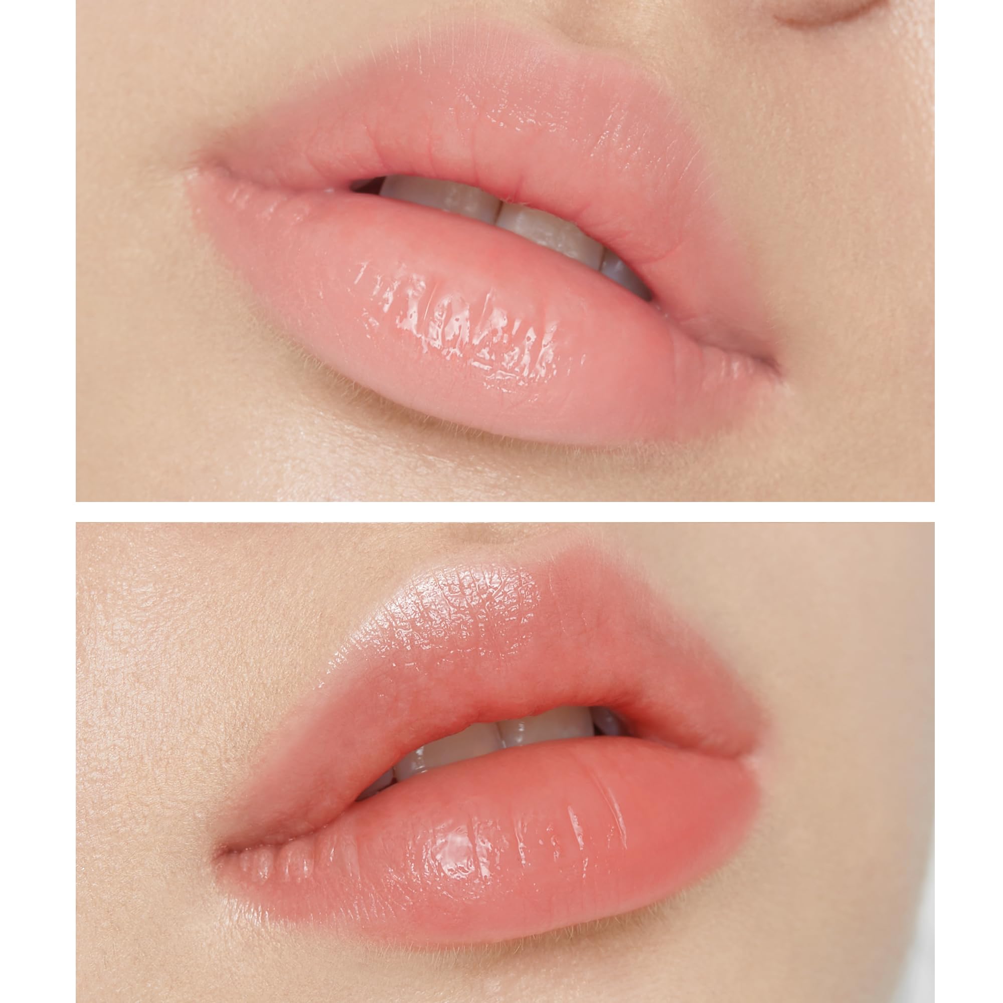 TONYMOLY Petit Bunny Lip Gloss Peach sheen on lips adds hydration and glossy color.