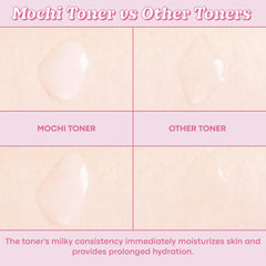 TONYMOLY Wonder Ceramide Mochi Milky Toner texture on hand shows gentle hydration
