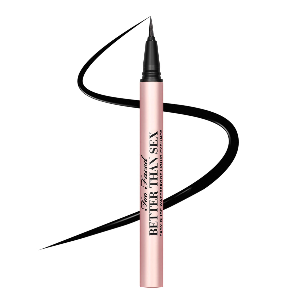 Too Faced Better Than Sex eyeliner black bottle for silky application.