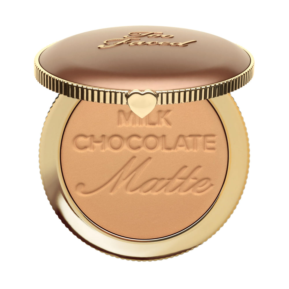 Too Faced Chocolate Soleil bronzer tin front showing warm natural color