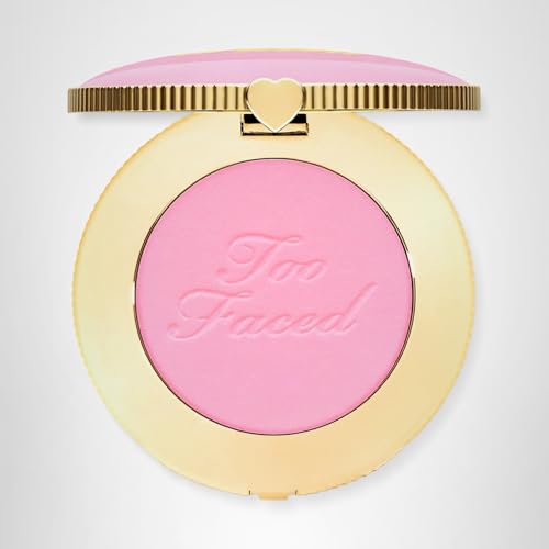Too Faced Cloud Crush Blurring Blush tropical beach scent in use.