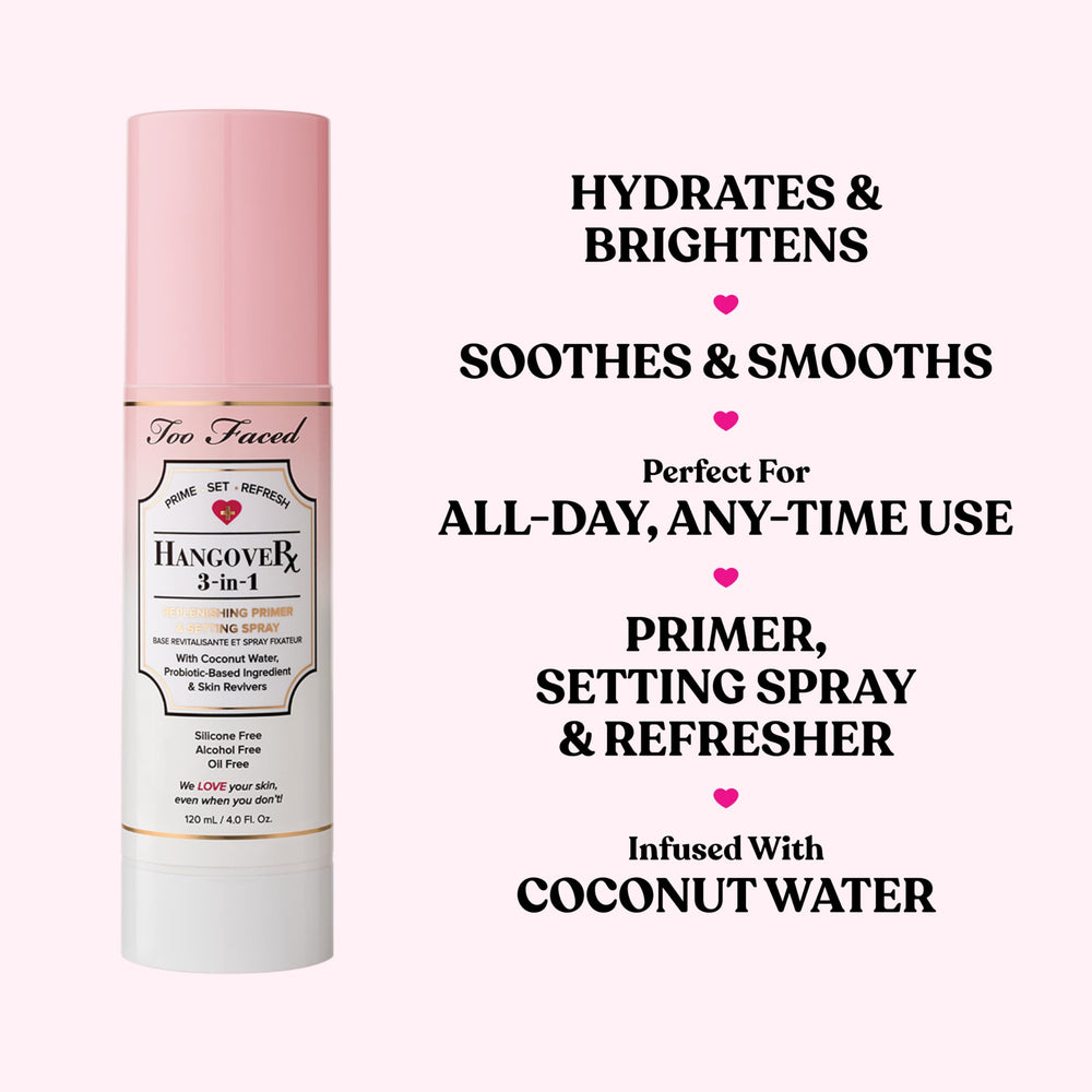 Too Faced Hangover spray hidratante de agua de coco para uso diario