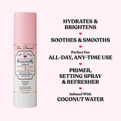 Too Faced Hangover spray hidratante de agua de coco para uso diario