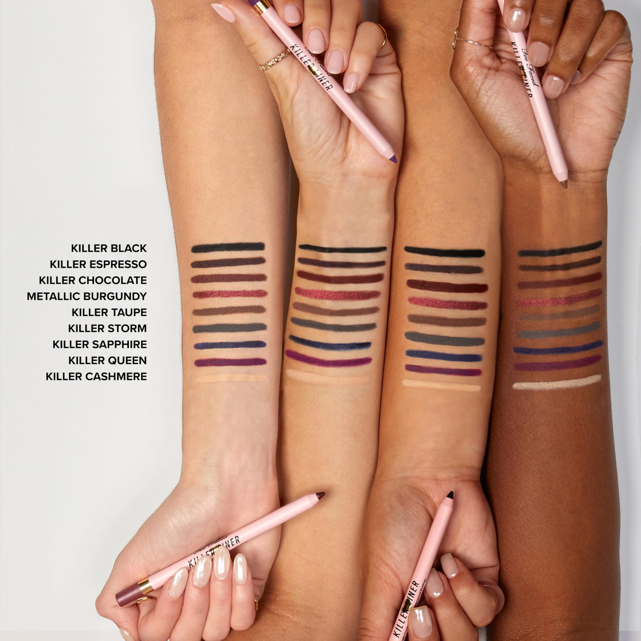 Too Faced Killer Liner cruelty-free icon signals ethical testing practices.