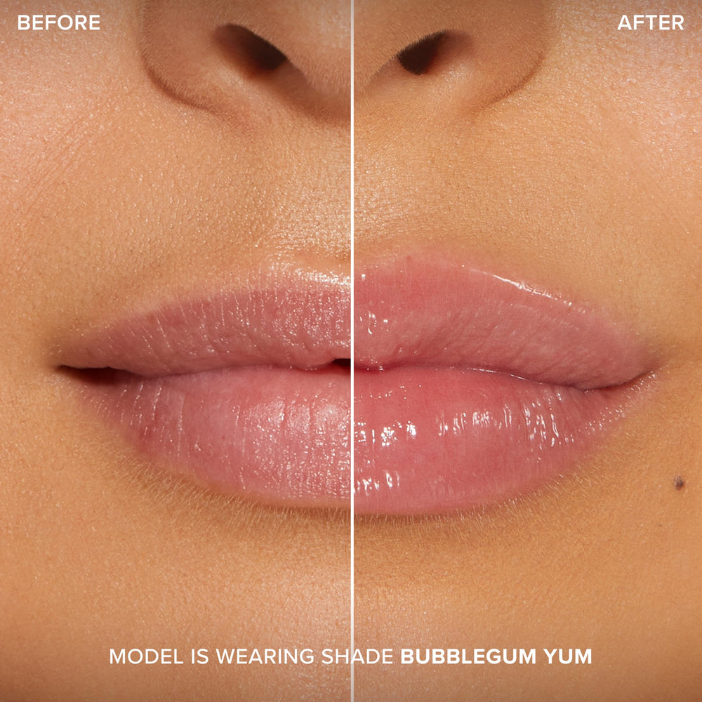Too Faced Lip Injection Extreme Bubblegum Yum vivid color showcase.
