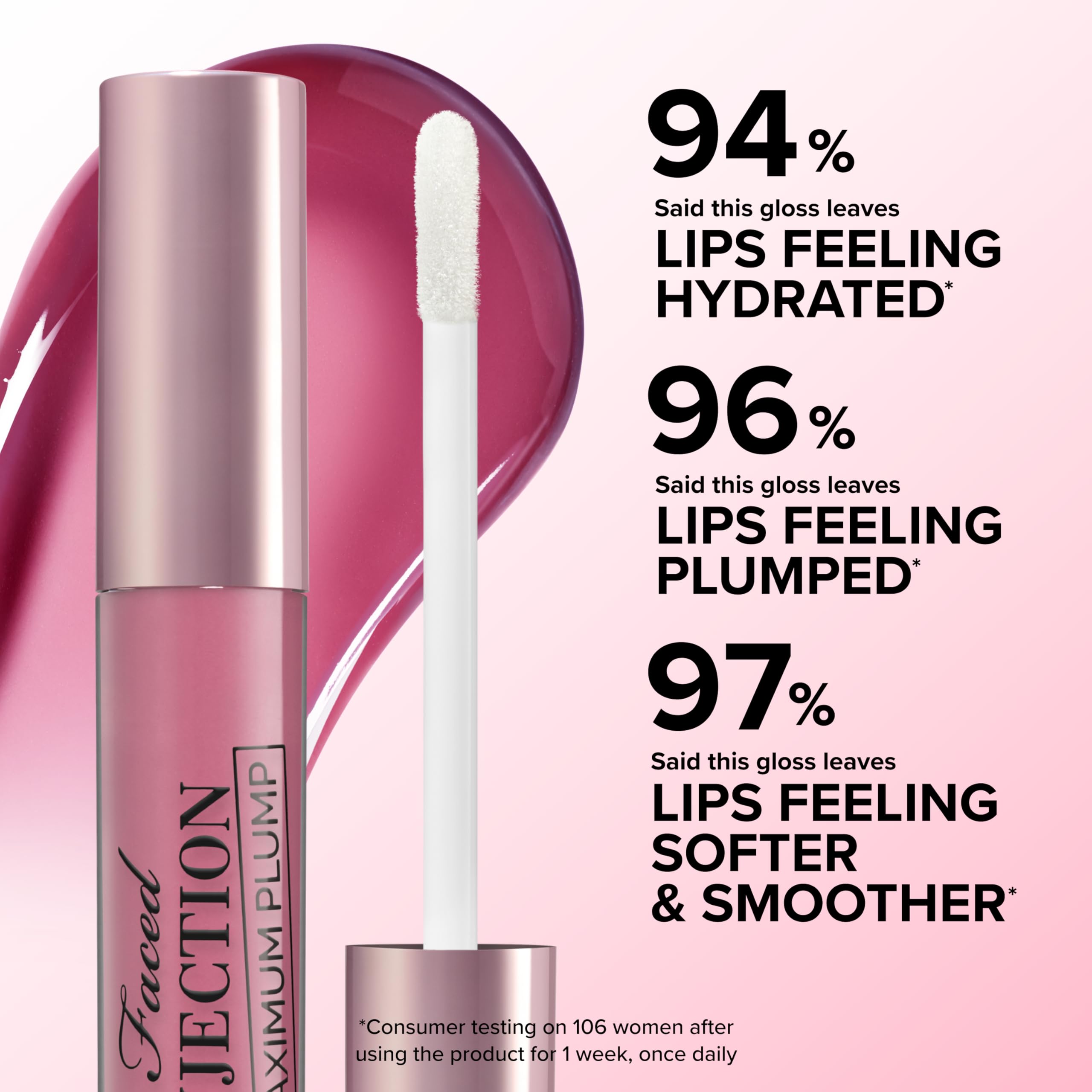 Too Faced Lip Injection Maximum Plump lips during application, visible plump boost