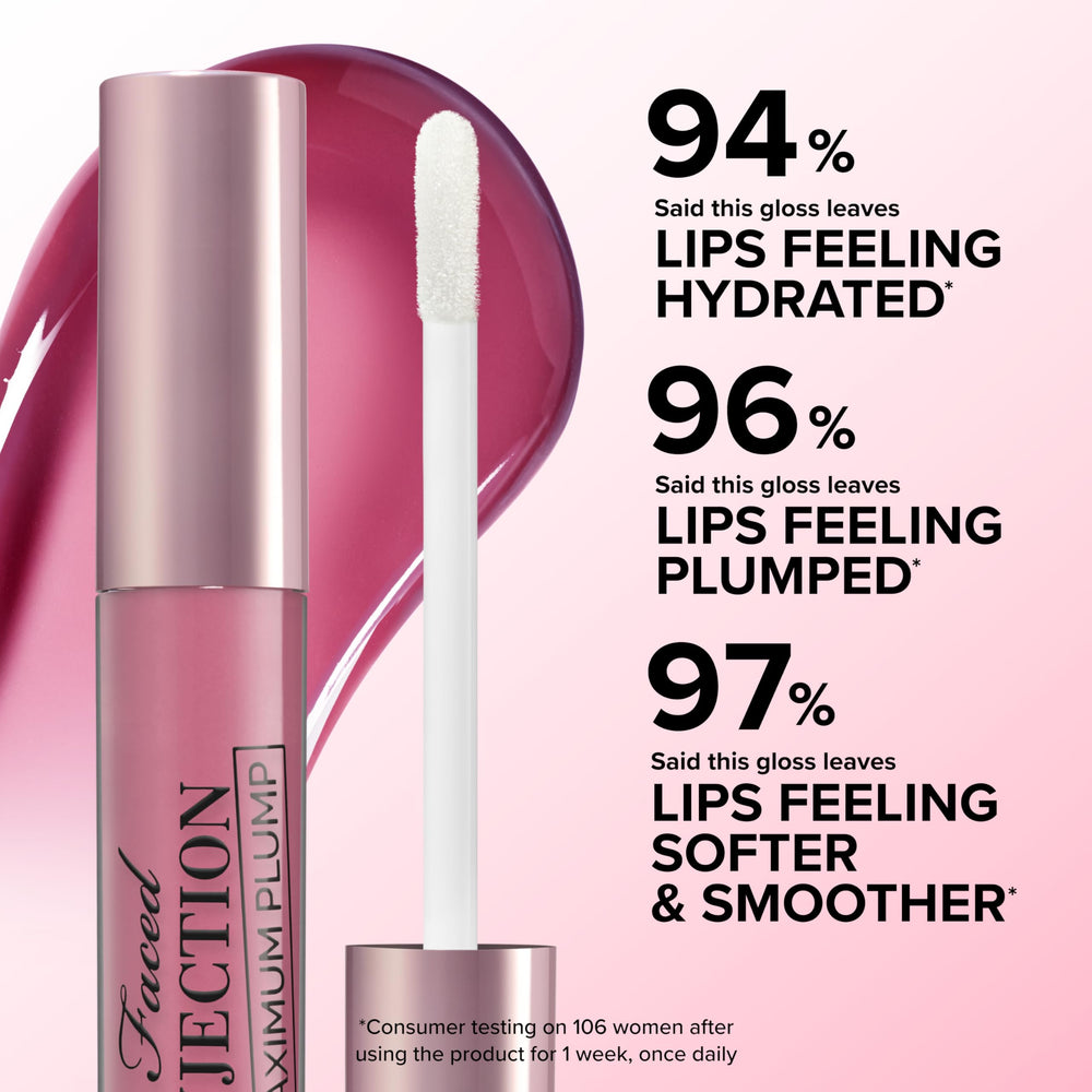 Too Faced Lip Injection Maximum Plump lips during application, visible plump boost