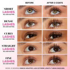 Too Faced Ribbon Wrapped Lash Mascara brush reaches every lash for separation.