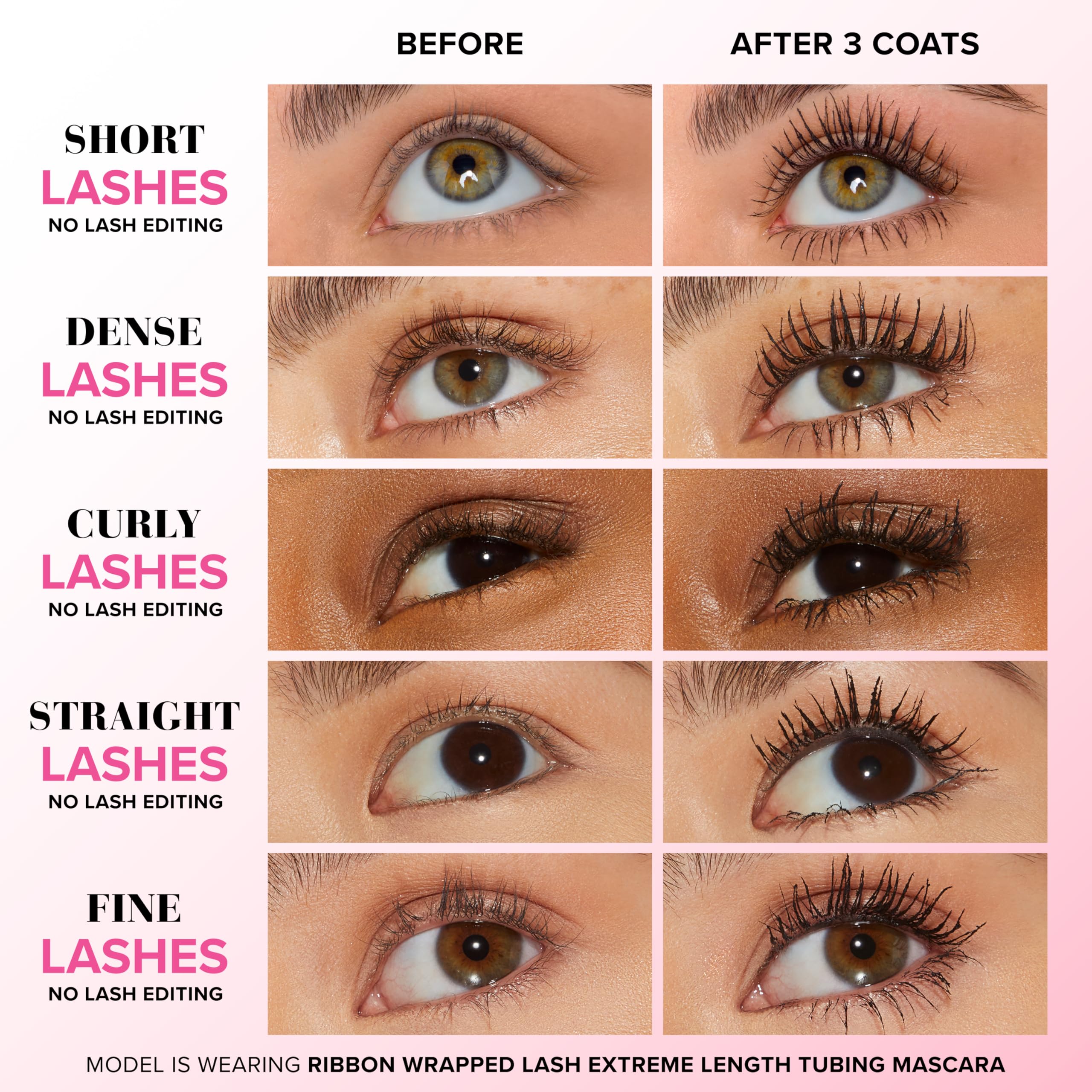 Too Faced rimel mostrando separación de pestañas