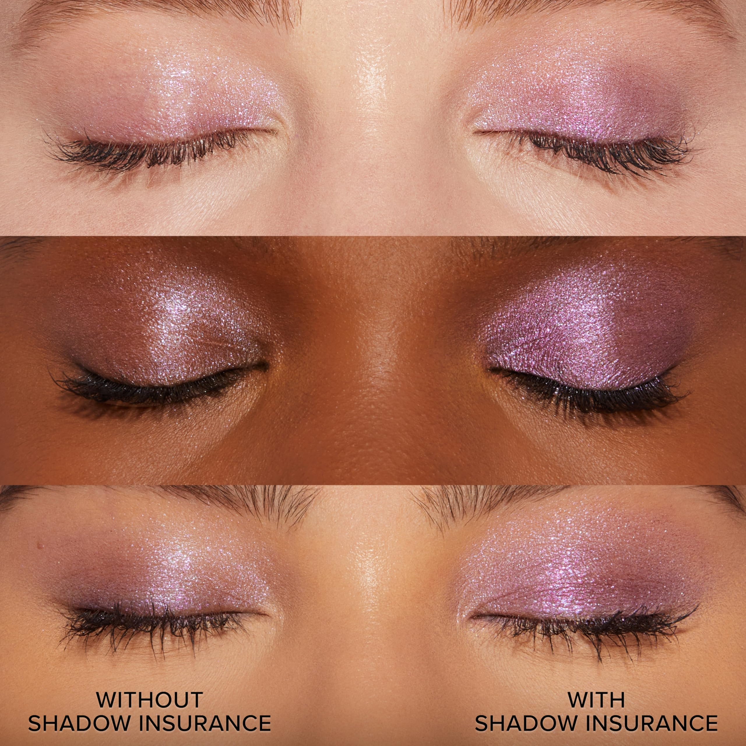 Too Faced Shadow Insurance envase-transparente ofrece un producto ligero y fácil de usar.