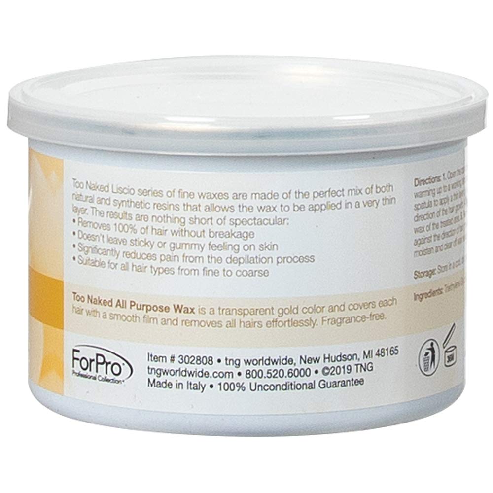 Too Naked wax film on skin shows even coverage and hair capture.