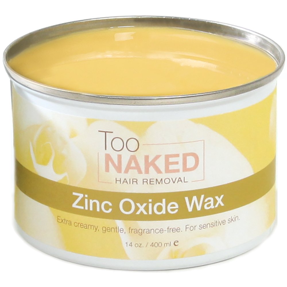 Too Naked Zinc Oxide Wax for sensitive skin in a jar provides a calm waxing experience.
