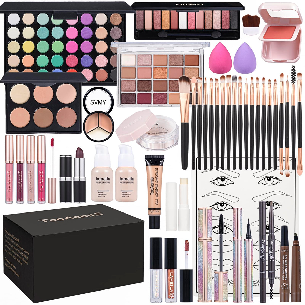 TooAemiS makeup set eyeshadow palette with 16 shades for versatile looks