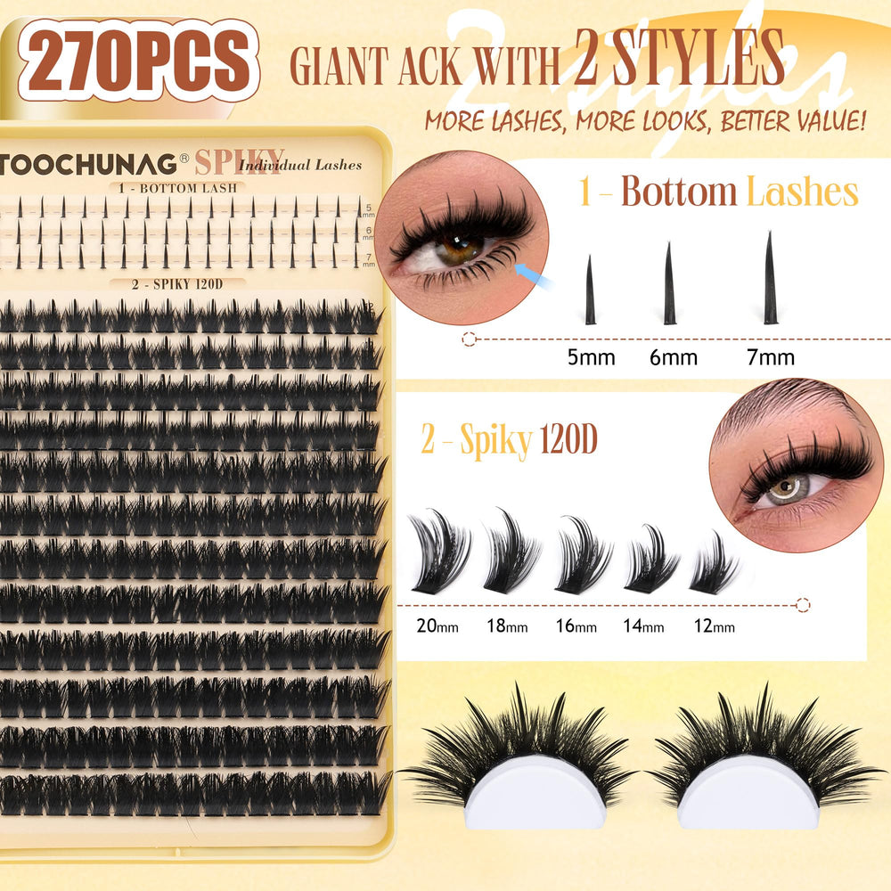 TOOCHUNAG 20mm lash spikes highlight bold, eye-opening effects.