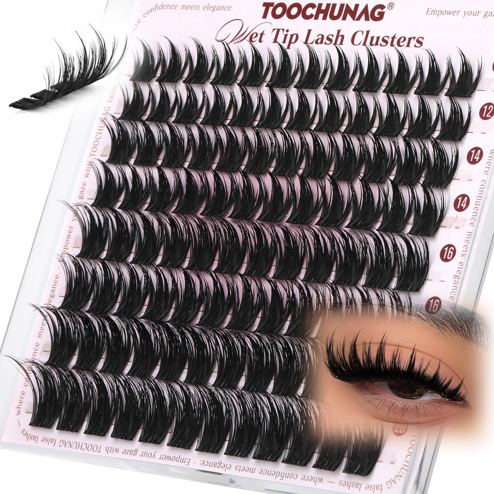 TOOCHUNAG anime lash clusters 12-20mm in D-Curl for versatile looks.