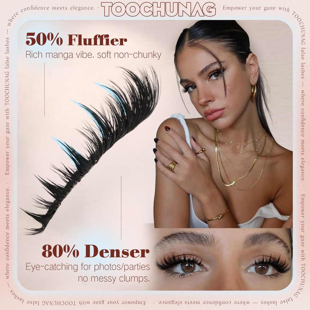 TOOCHUNAG lash clusters deliver dense volume for everyday elegance.