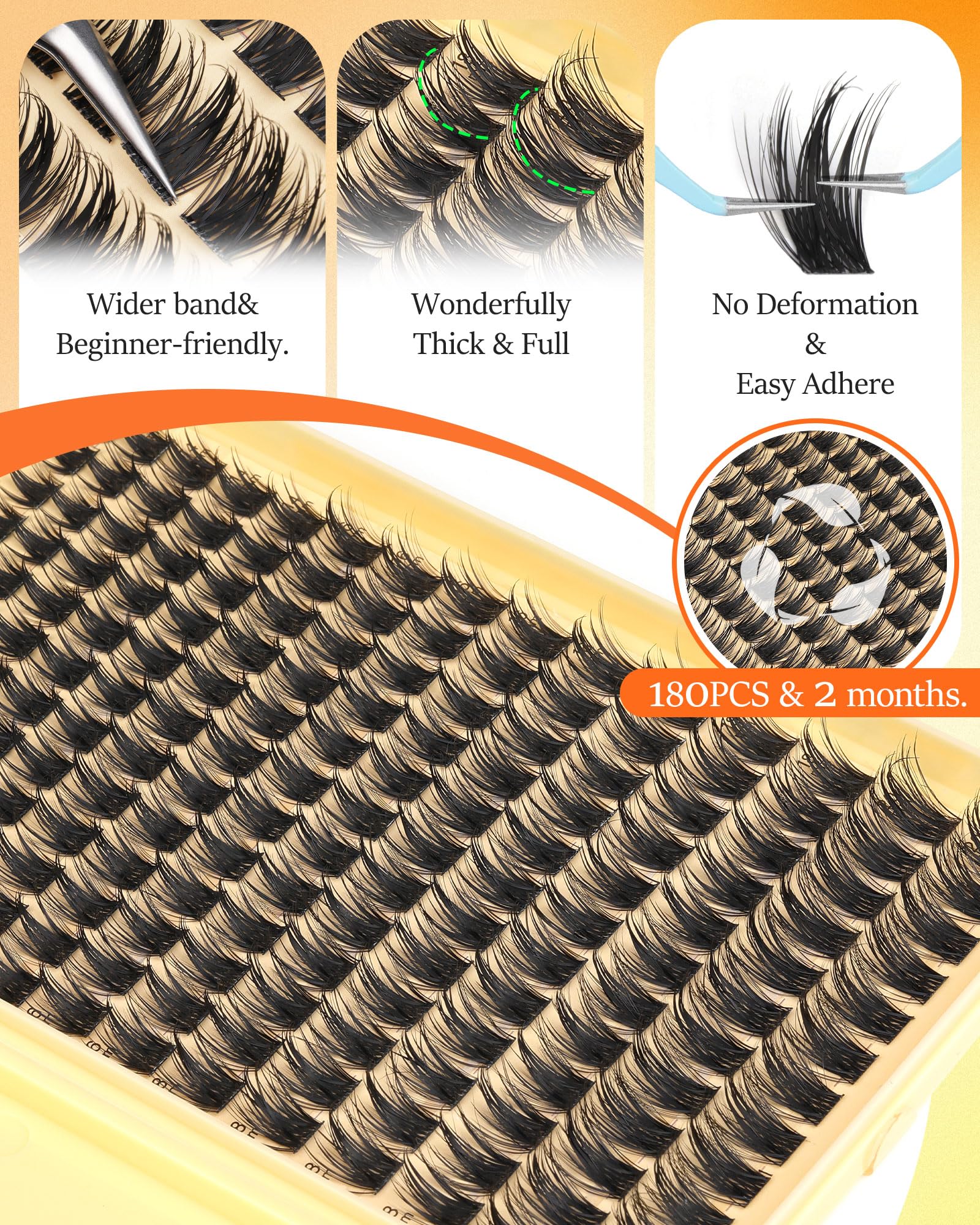 TOOCHUNAG beginner-friendly lash clusters simplify placement for quick, salon-like results.