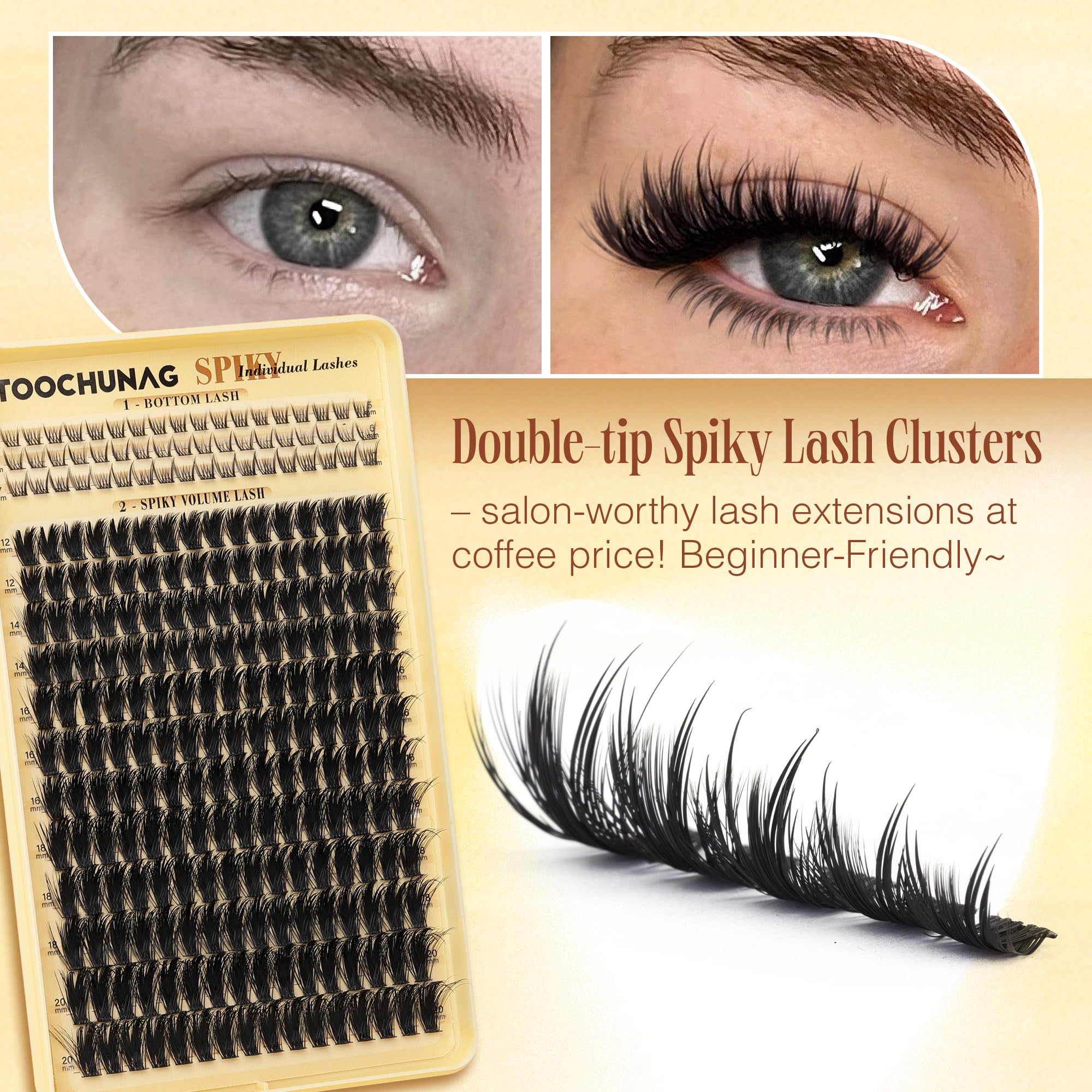 TOOCHUNAG bottom lash clusters add subtle fullness and balance to looks.