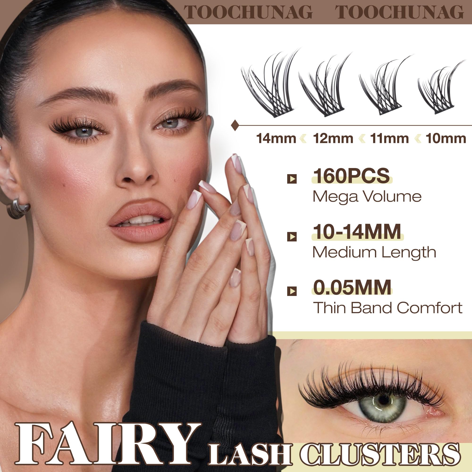 TOOCHUNAG CD Curl lash clusters 3D natural look for everyday wear