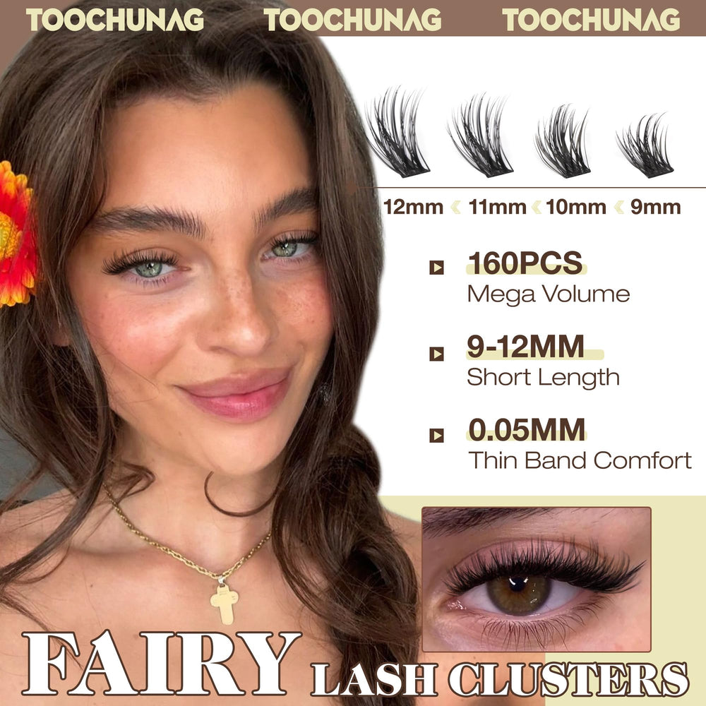 TOOCHUNAG curl 9-12mm cluster lashes create a lifted natural curl for daily wear