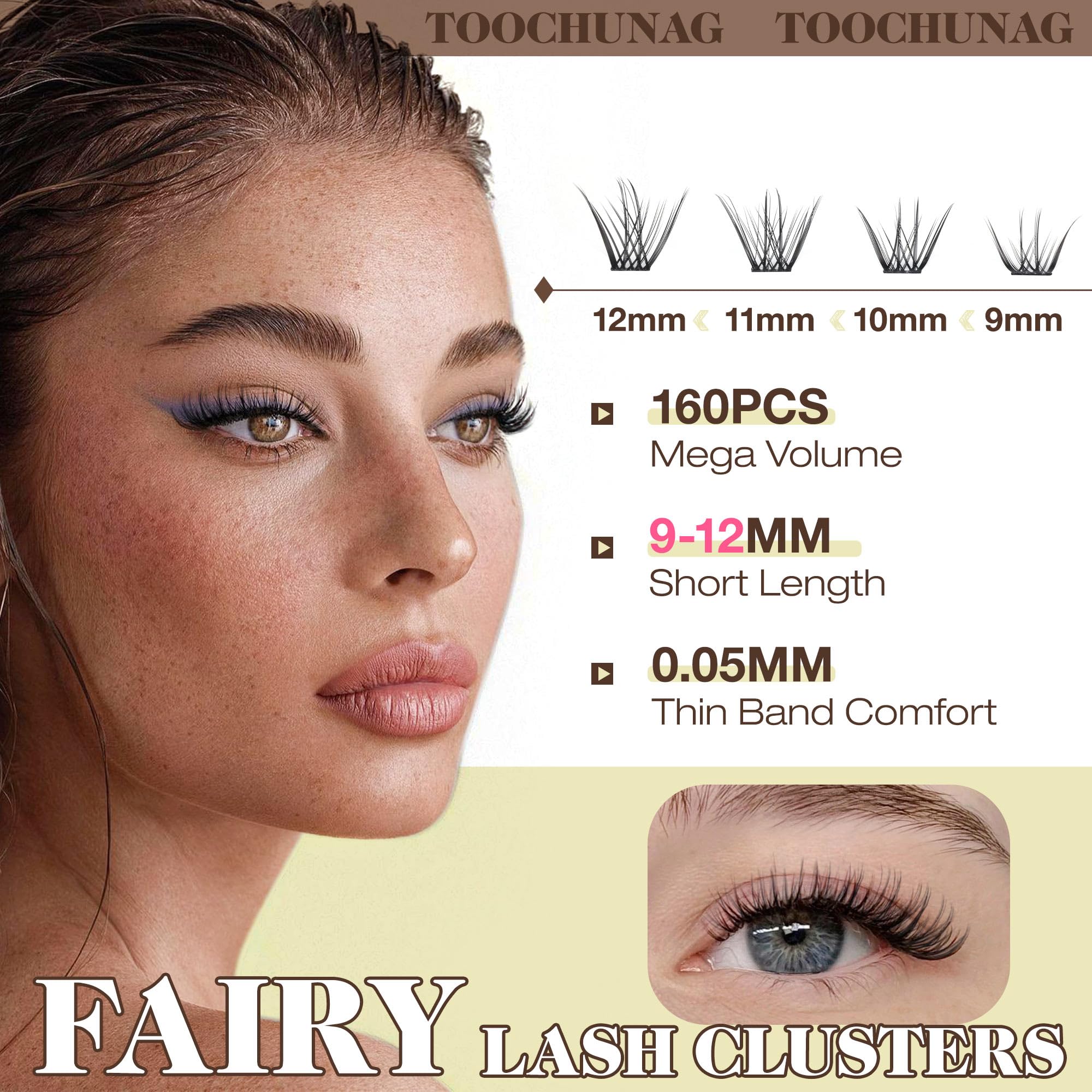 TOOCHUNAG Fairy Lash Clusters five-clusters-per-eye simplify application and speed up makeup routines.