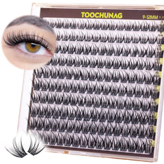 TOOCHUNAG Fairy Lash Clusters 9-12mm closeup for a natural, wispy everyday look.