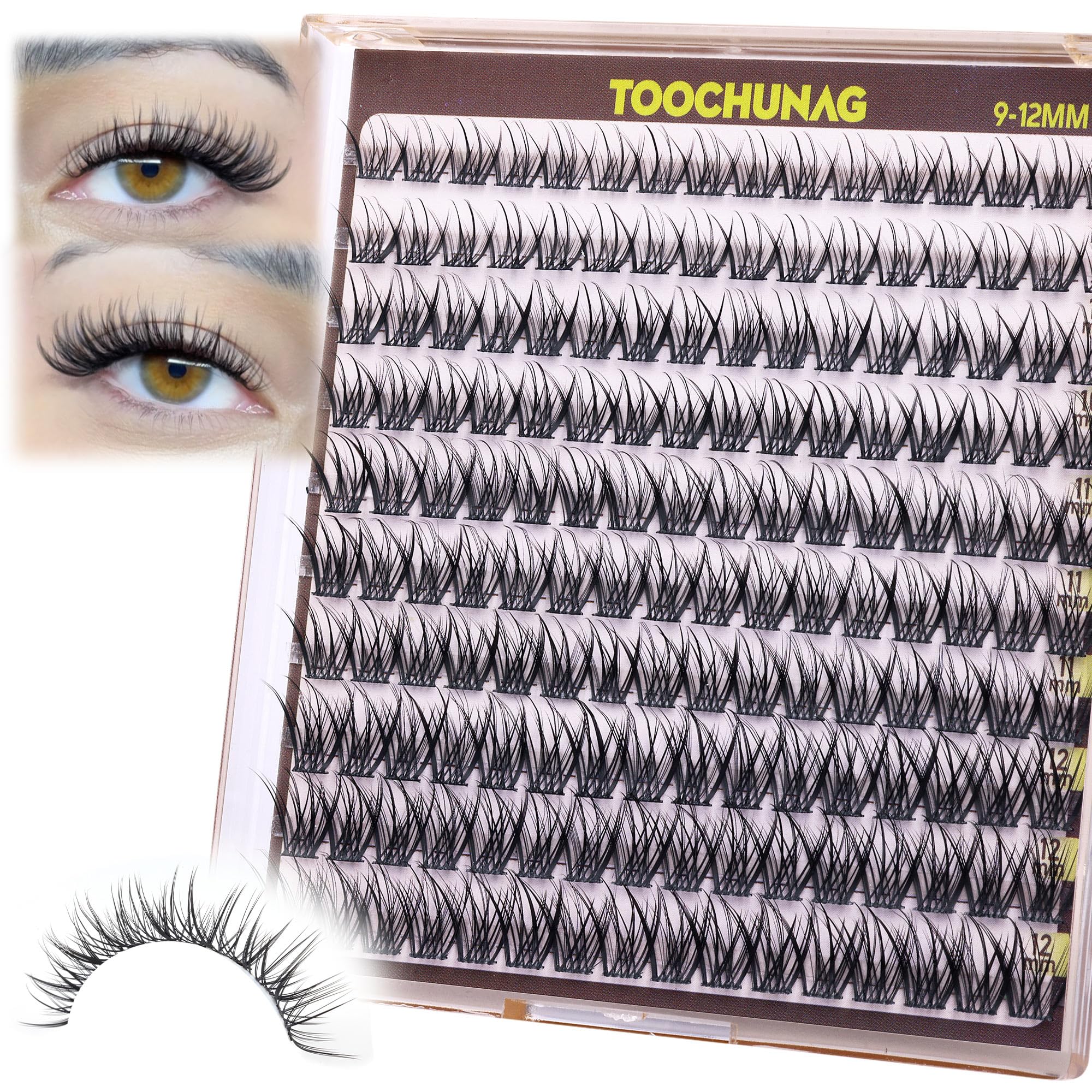TOOCHUNAG Fairy Lash Clusters fishtail design creates smooth, natural-looking edges.