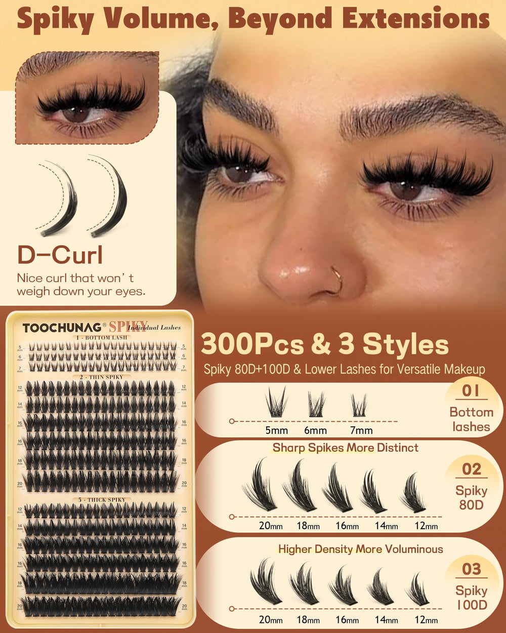 TOOCHUNAG feather-light lash clusters feel soft and comfortable all day