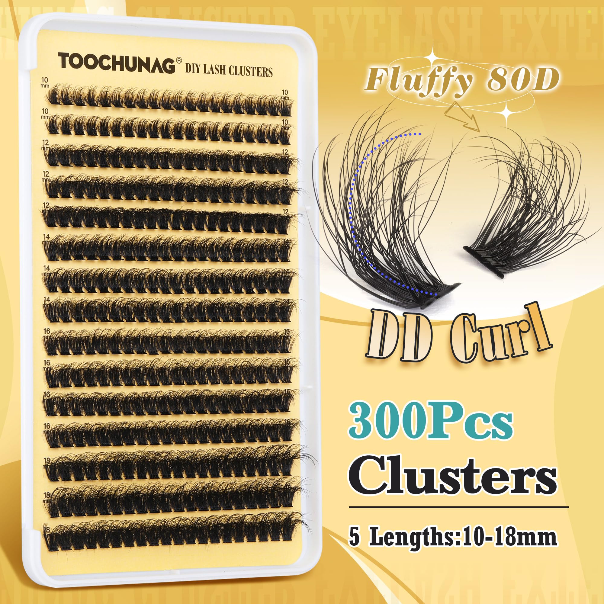 TOOCHUNAG Fluff 80D lashes full look demonstrates wispy drama with lightweight comfort.