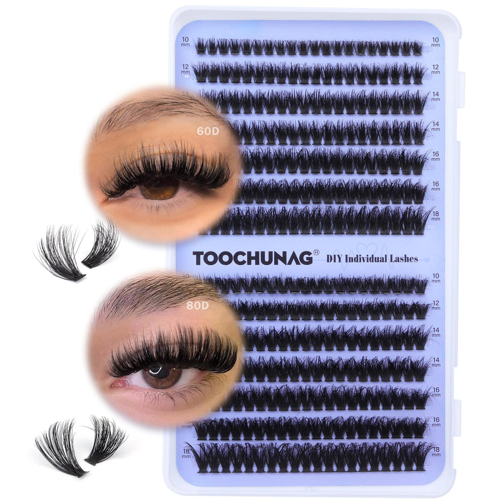 TOOCHUNAG fluff lash clusters 60D-80D for airy lash volume and lightweight wear
