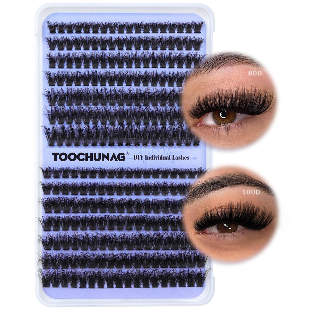 TOOCHUNAG fluff lash clusters with flat band for lightweight volume and easy DIY application.