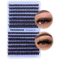 TOOCHUNAG fluff lash clusters with flat band for lightweight volume and easy DIY application.