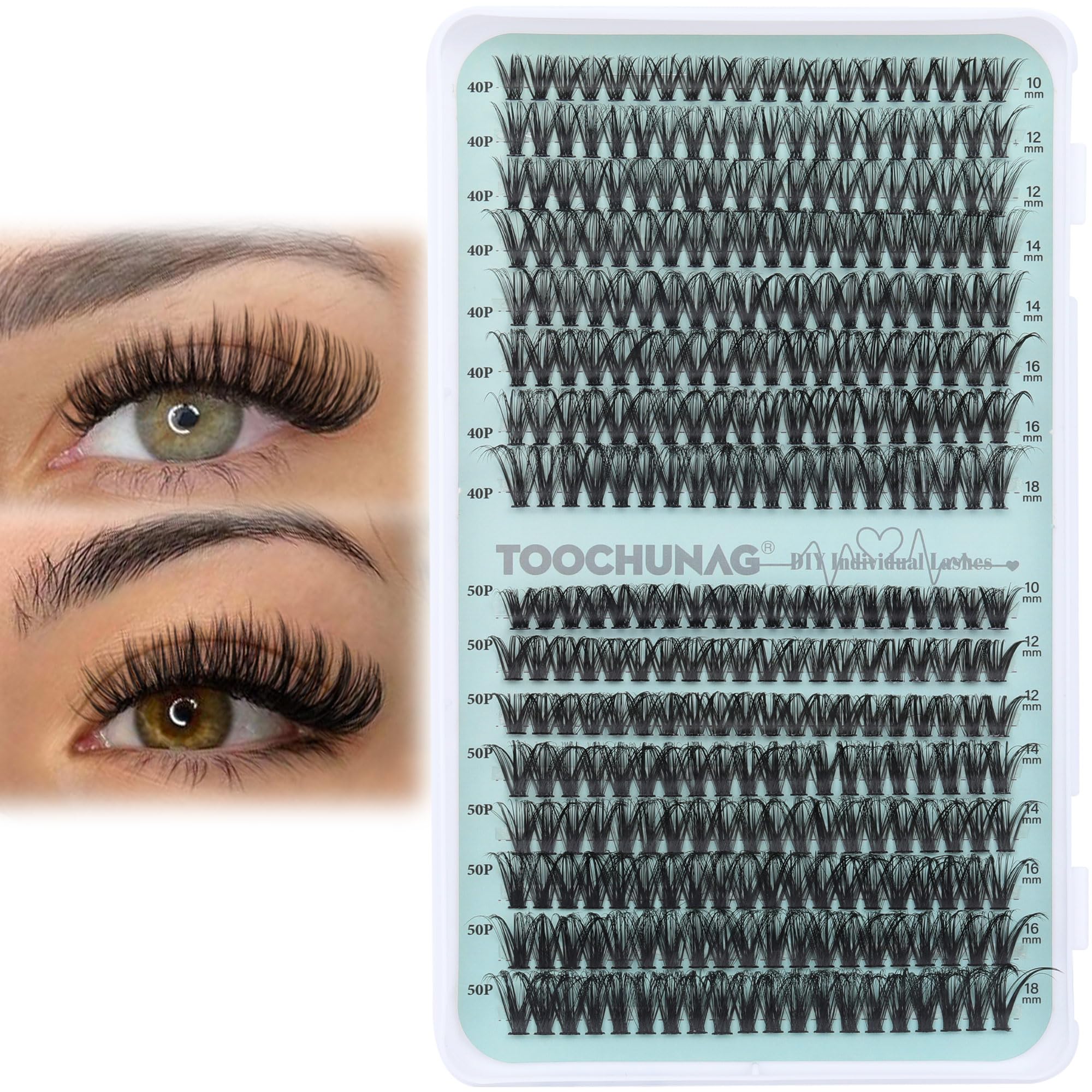 TOOCHUNAG 320-piece clusters in soft PBT for at-home fluffy lash look