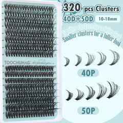 TOOCHUNAG lash clusters in 10–18mm range for natural customization