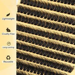 TOOCHUNAG lash clusters 12mm for balanced volume and a natural curl.