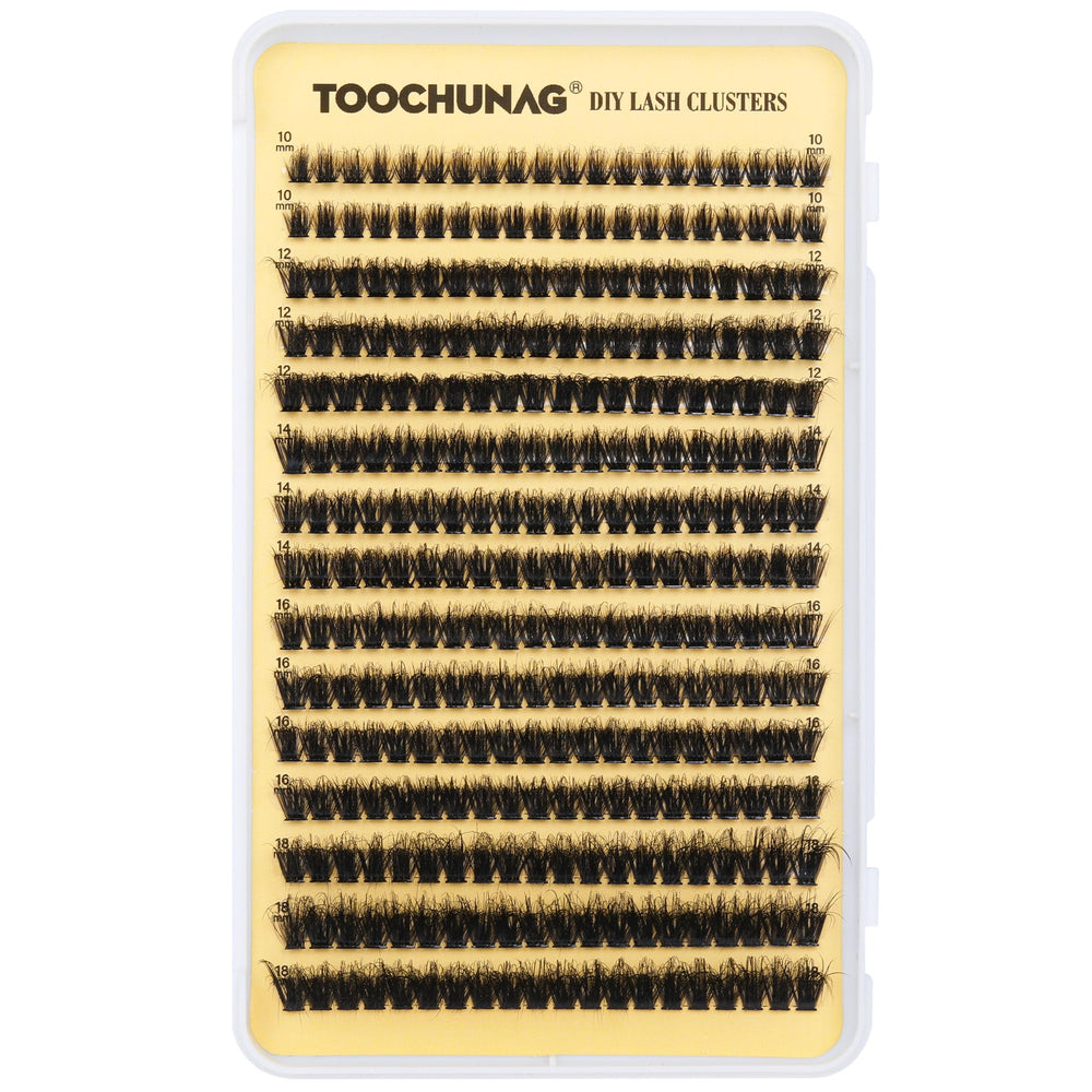 TOOCHUNAG lash clusters 14mm adds soft length with a fluttery finish.
