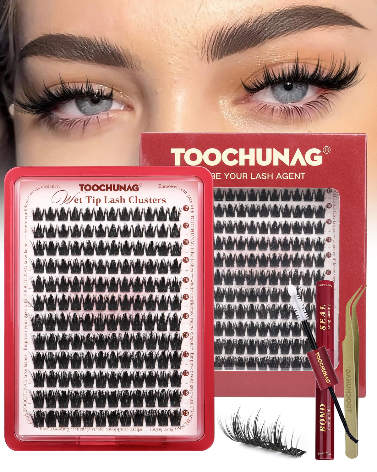 TOOCHUNAG lash clusters kit 12-18mm pack for salon-quality volume with a lightweight feel