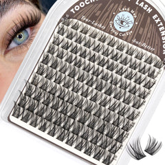 TOOCHUNAG lash clusters natural wispy with band for daily subtle enhancement.