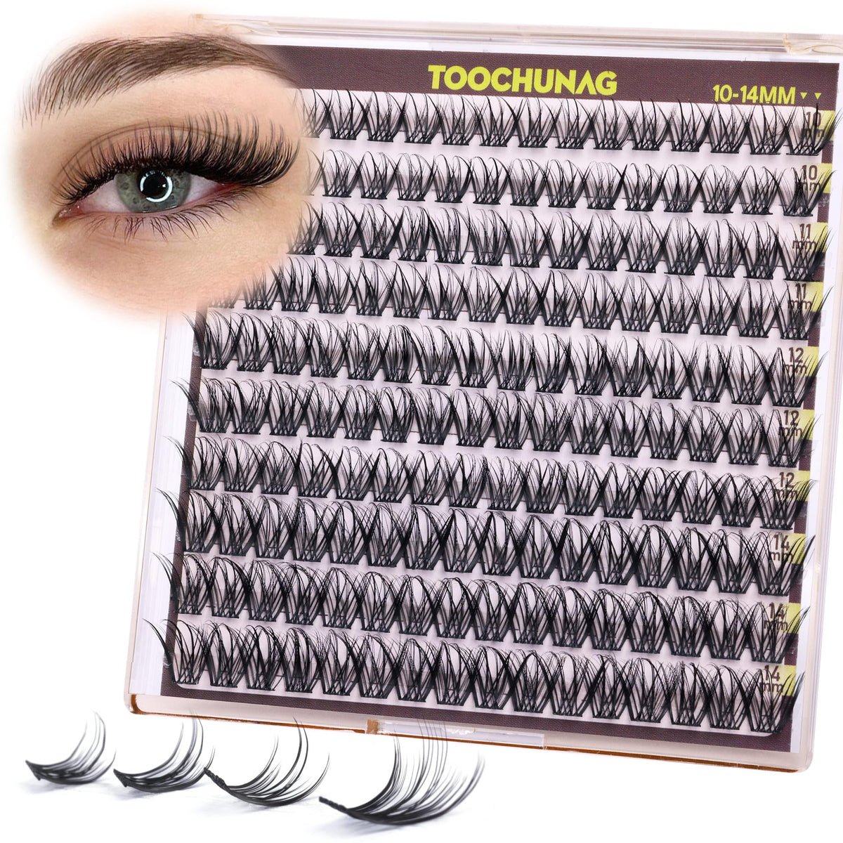 TOOCHUNAG lash clusters wispy fairy eyelashes 10-14mm for natural, voluminous look