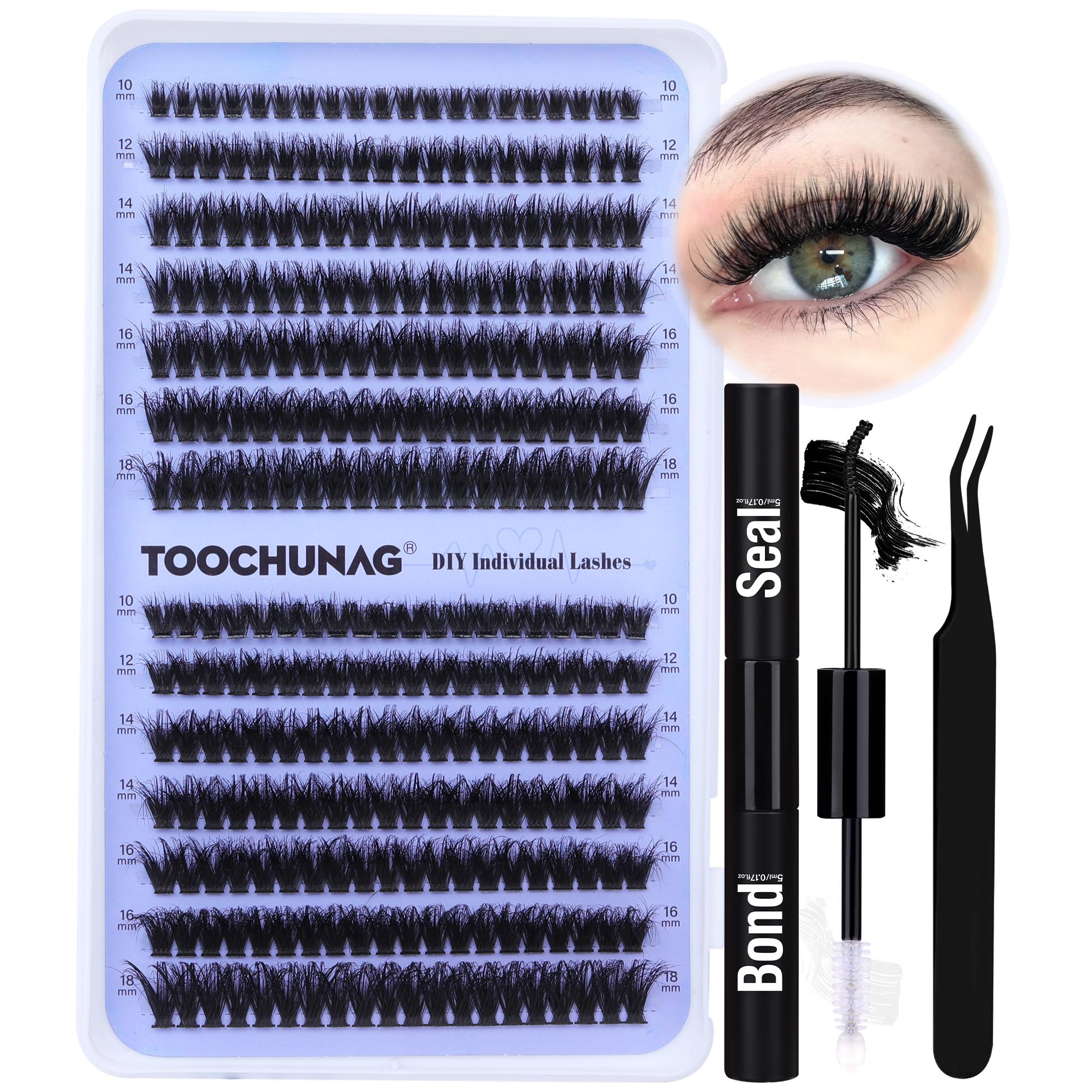 TOOCHUNAG lash kit fluffy extensions 60D/80D for fuller at-home lashes