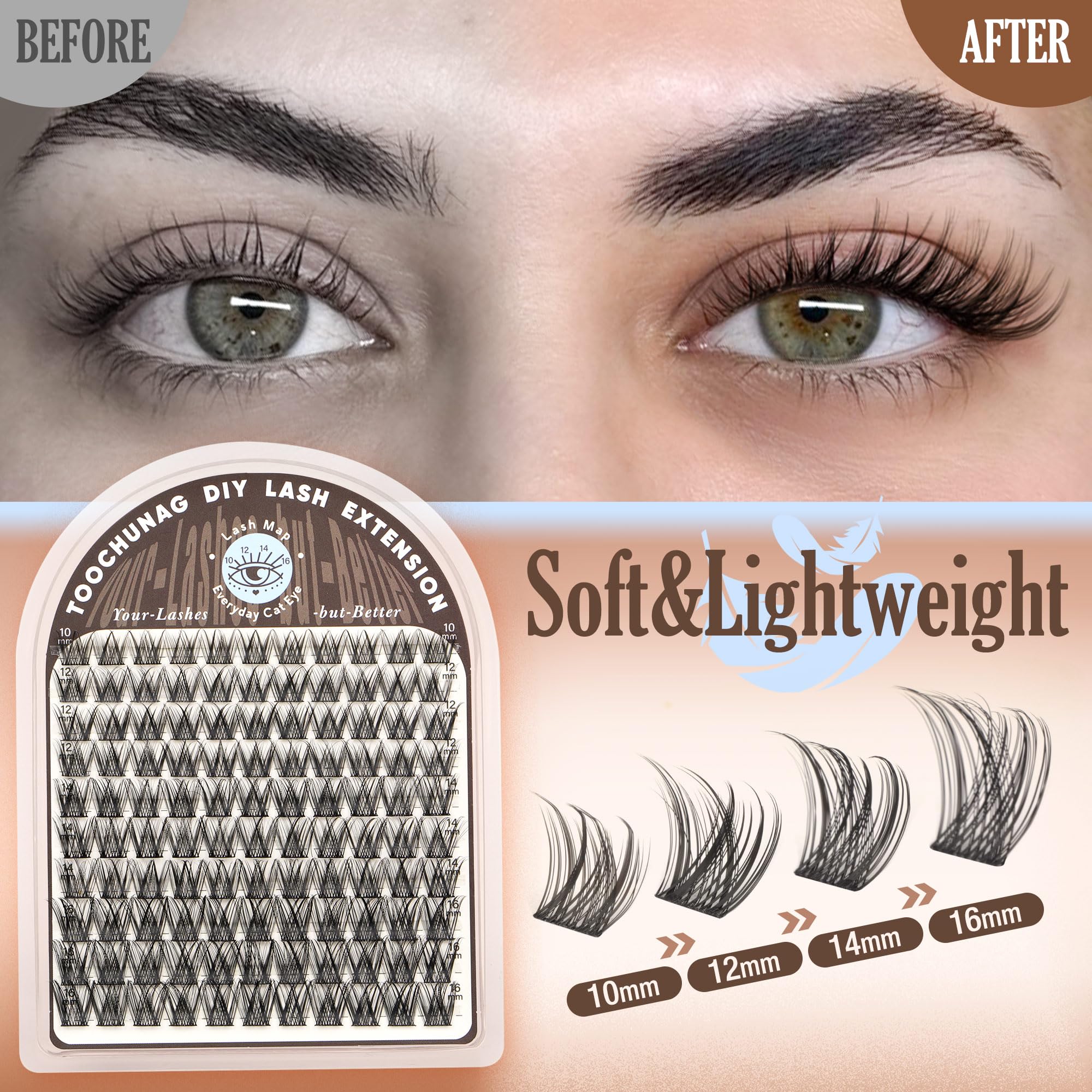 TOOCHUNAG lash seal finish helps lock clusters in place.