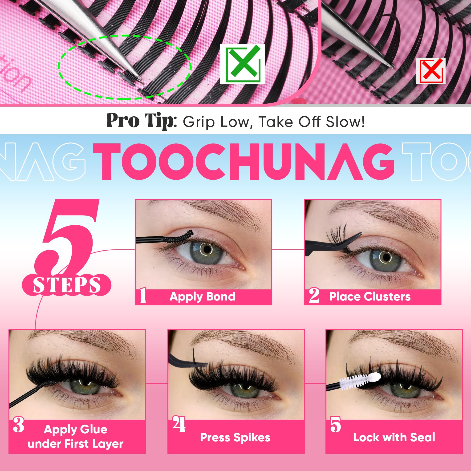 TOOCHUNAG Lash Spikes durable spike clusters resist deformation.