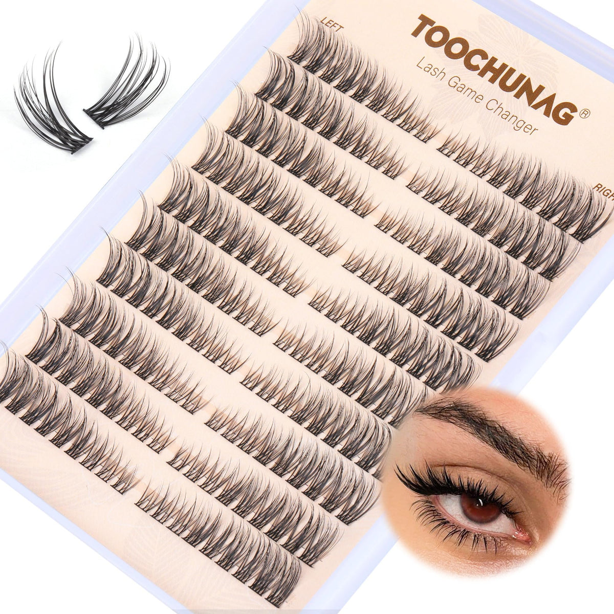 TOOCHUNAG natural lash clusters with C curl blend naturally for a gentle daily look