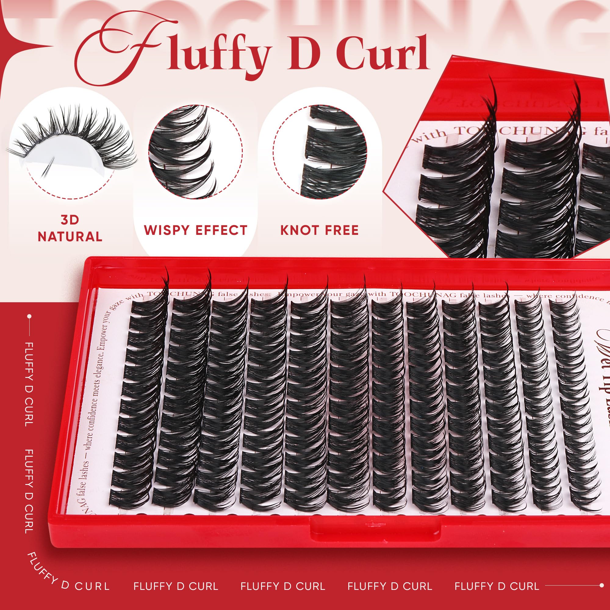 TOOCHUNAG shape‑memory fiber lashes with durable curl retention