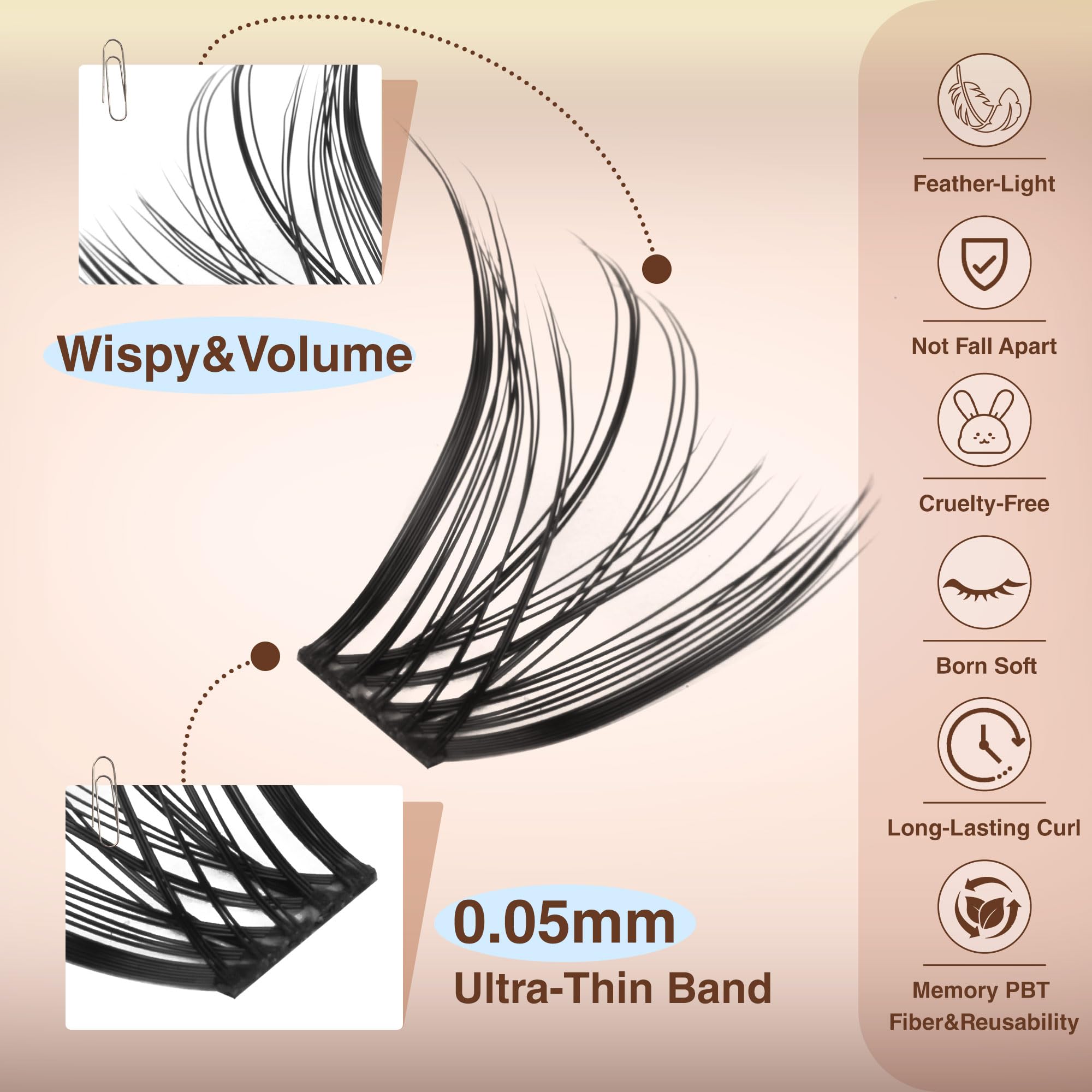 TOOCHUNAG soft band lash clusters 30 percent thinner for comfort