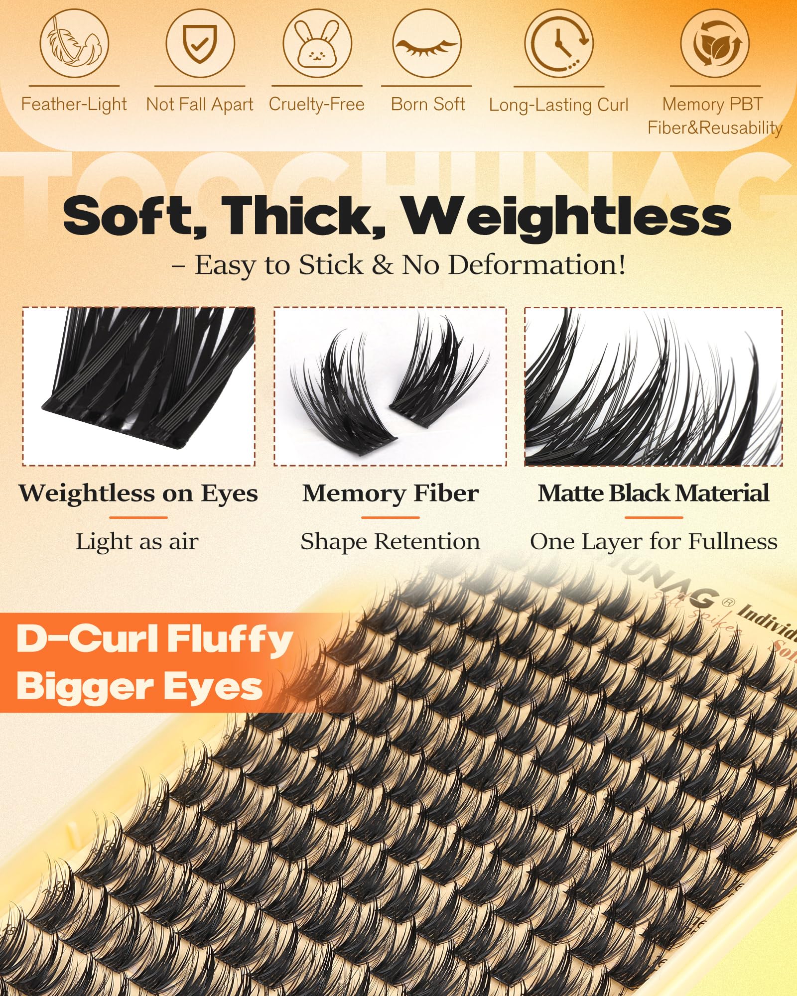 TOOCHUNAG universal-fit lash bands adapt to different eye shapes with 360° bend.